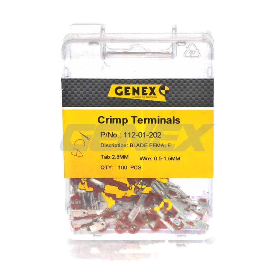 Insulated Female Blade Crimp Terminal - Red (2.8mm), Box of 100