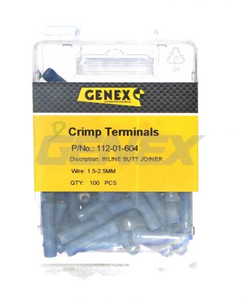 Insulated Butt Joiner Crimp Terminal - Blue (4mm), Box of 100