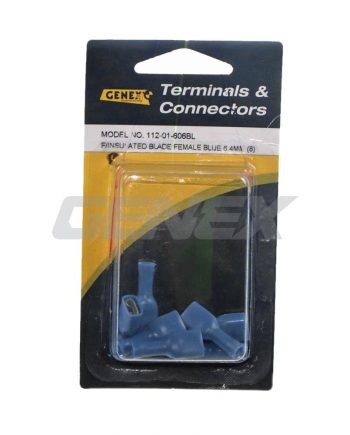 Full Insulated Female Blade Crimp Terminal - Blue (6.4mm), Box of 8