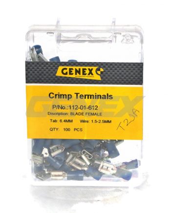Insulated Female Blade Crimp Terminal - Blue (6.4mm), Box of 100