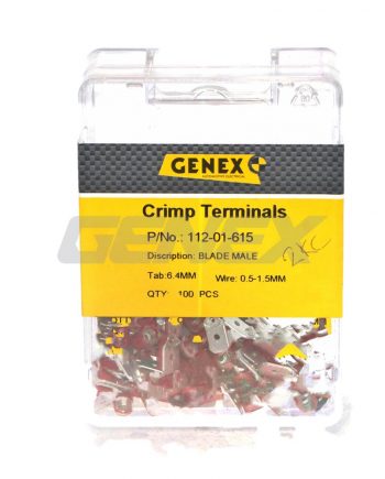 Insulated Male Blade Crimp Terminal - Red (6.4mm), Box of 100