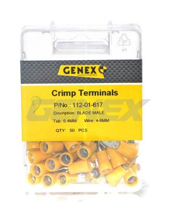 Insulated Male Blade Crimp Terminal - Yellow (6.4mm), Box of 100