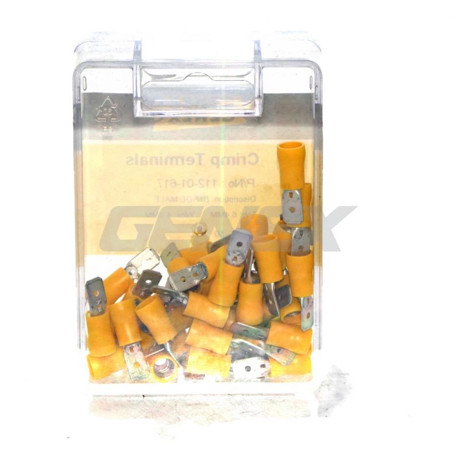 Insulated Male Blade Crimp Terminal - Yellow (6.4mm), Box of 100