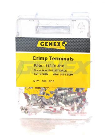 Insulated Male Bullet Crimp Terminal - Red (4mm), Box of 100