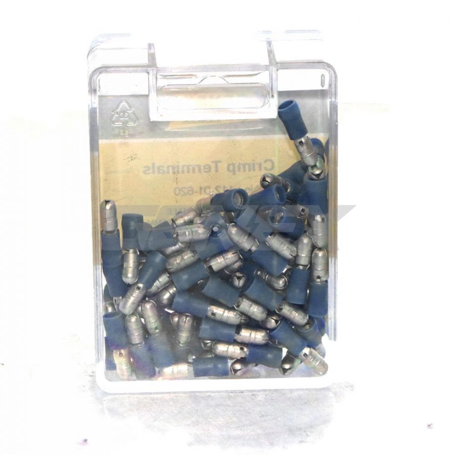 Insulated Male Bullet Crimp Terminal - Blue (5mm), Box of 100