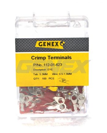 Insulated Eyelet Crimp Terminal - Red (5mm), Box of 100