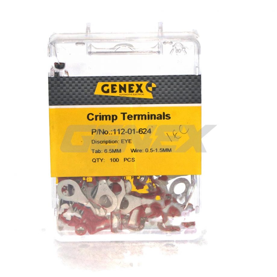 Insulated Eyelet Crimp Terminal - Red (6.3mm), Box of 100