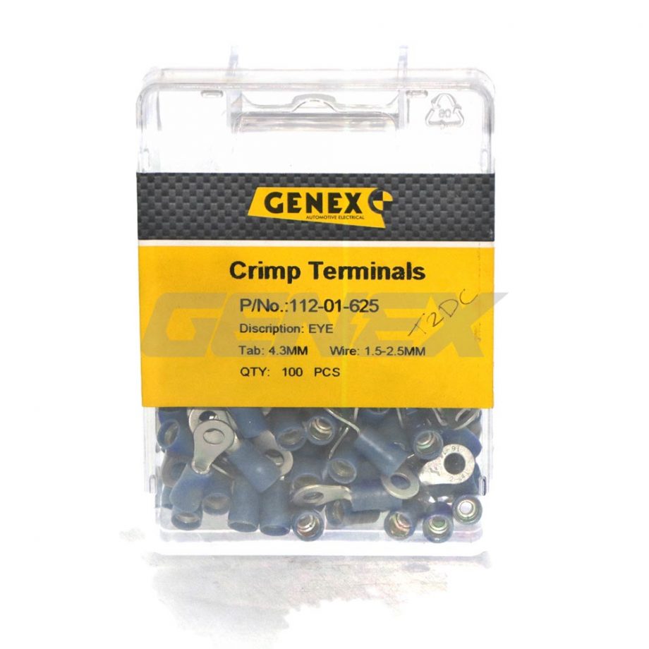 Insulated Eyelet Crimp Terminal - Blue (4mm), Box of 100
