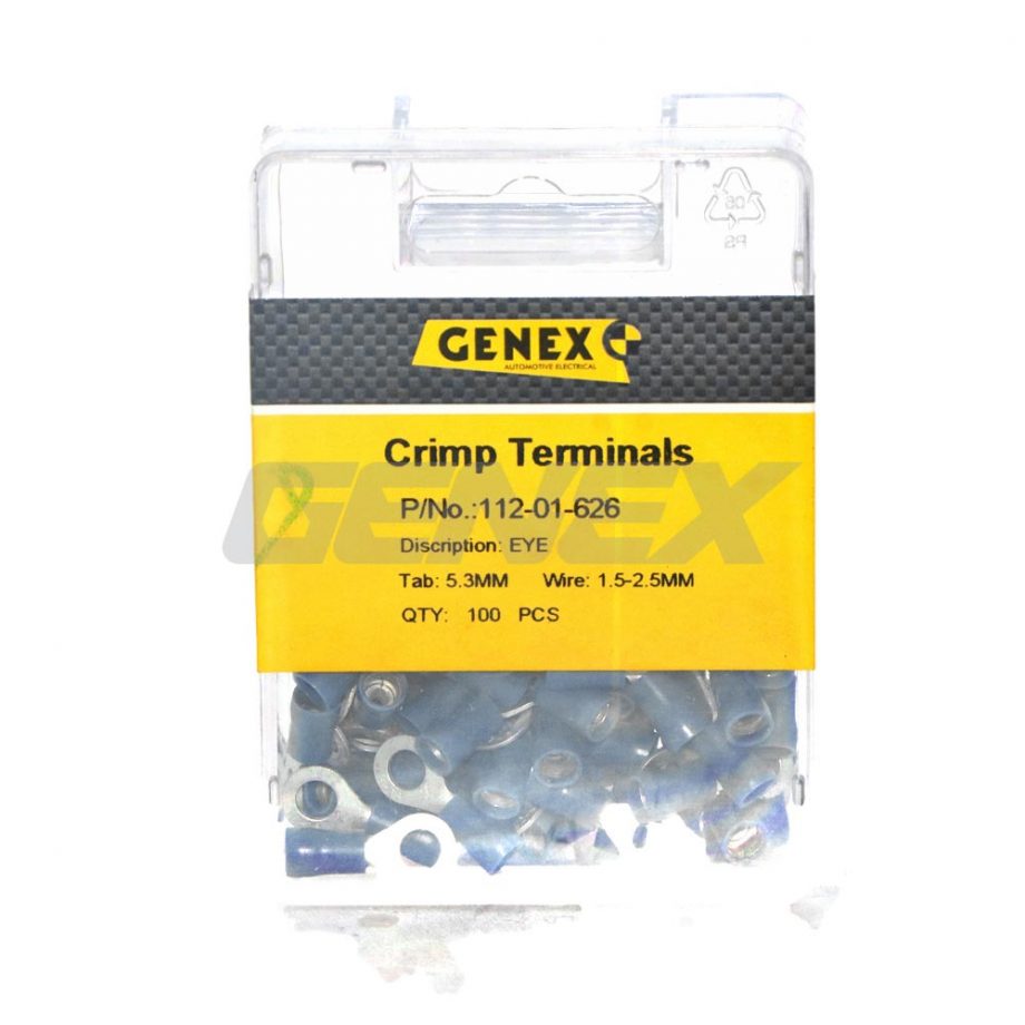 Insulated Eyelet Crimp Terminal - Blue (5mm), Box of 100