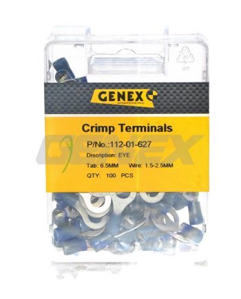 Insulated Eyelet Crimp Terminal - Blue (6.3mm), Box of 100