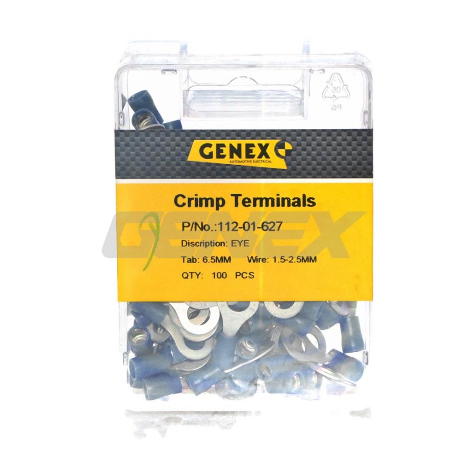Insulated Eyelet Crimp Terminal - Blue (6.3mm), Box of 100