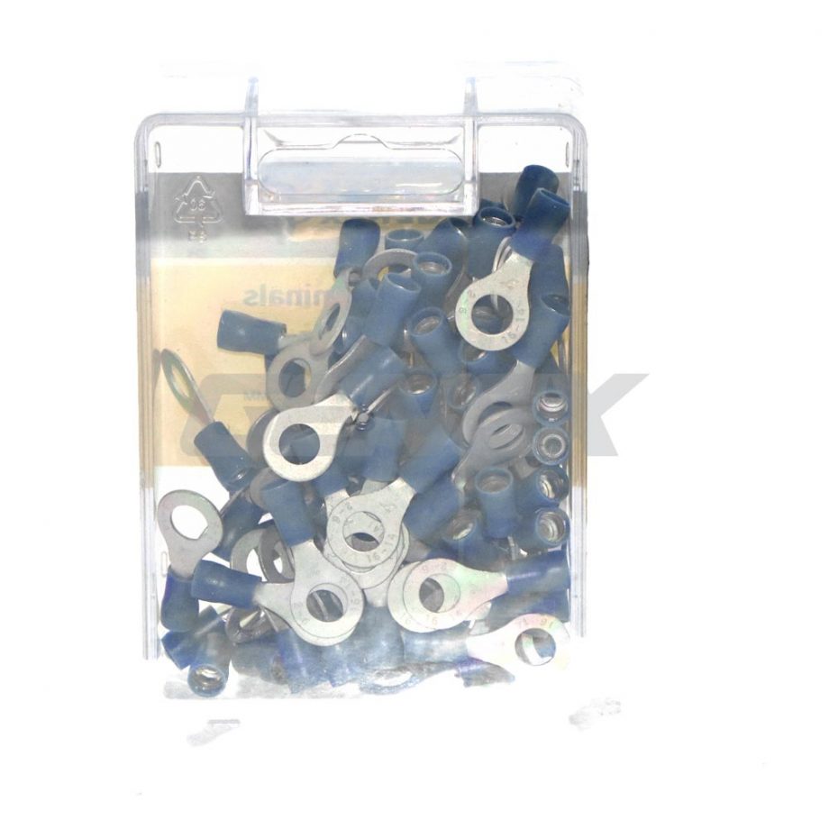 Insulated Eyelet Crimp Terminal - Blue (6.3mm), Box of 100