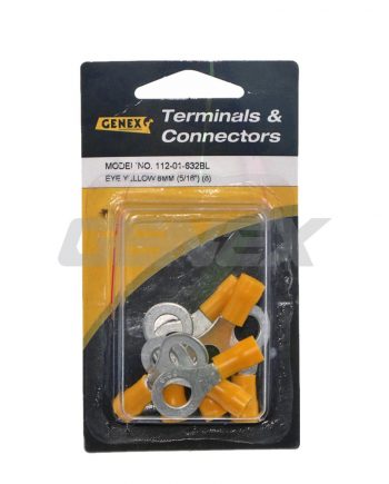 Insulated Eyelet Crimp Terminal - Yellow (8mm), Box of 8