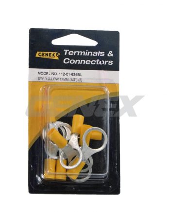 Insulated Eyelet Crimp Terminal - Yellow (12mm), Box of 8