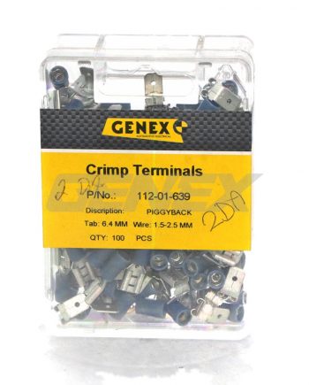 Insulated Female Blade with Piggyback Crimp Terminal - Blue (6.4mm), Box of 100