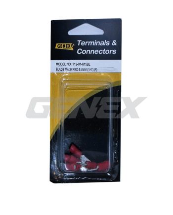 Insulated Male Blade Crimp Terminal - Red (6.4mm), Box of 8