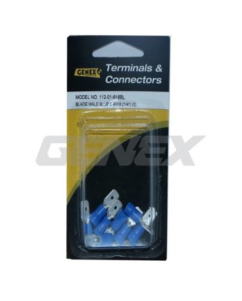 Insulated Male Blade Crimp Terminal - Blue (6.4mm), Box of 8